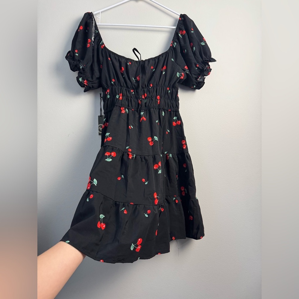 Black Cherry Print SunDress Mini Dress NWT - Picture 11 of 11